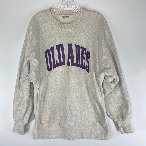 Vintage Santee Hvywt Memorial Old Abes Eau Claire, Wisconsin Gray Sweatshirt L - Picture 1 of 8